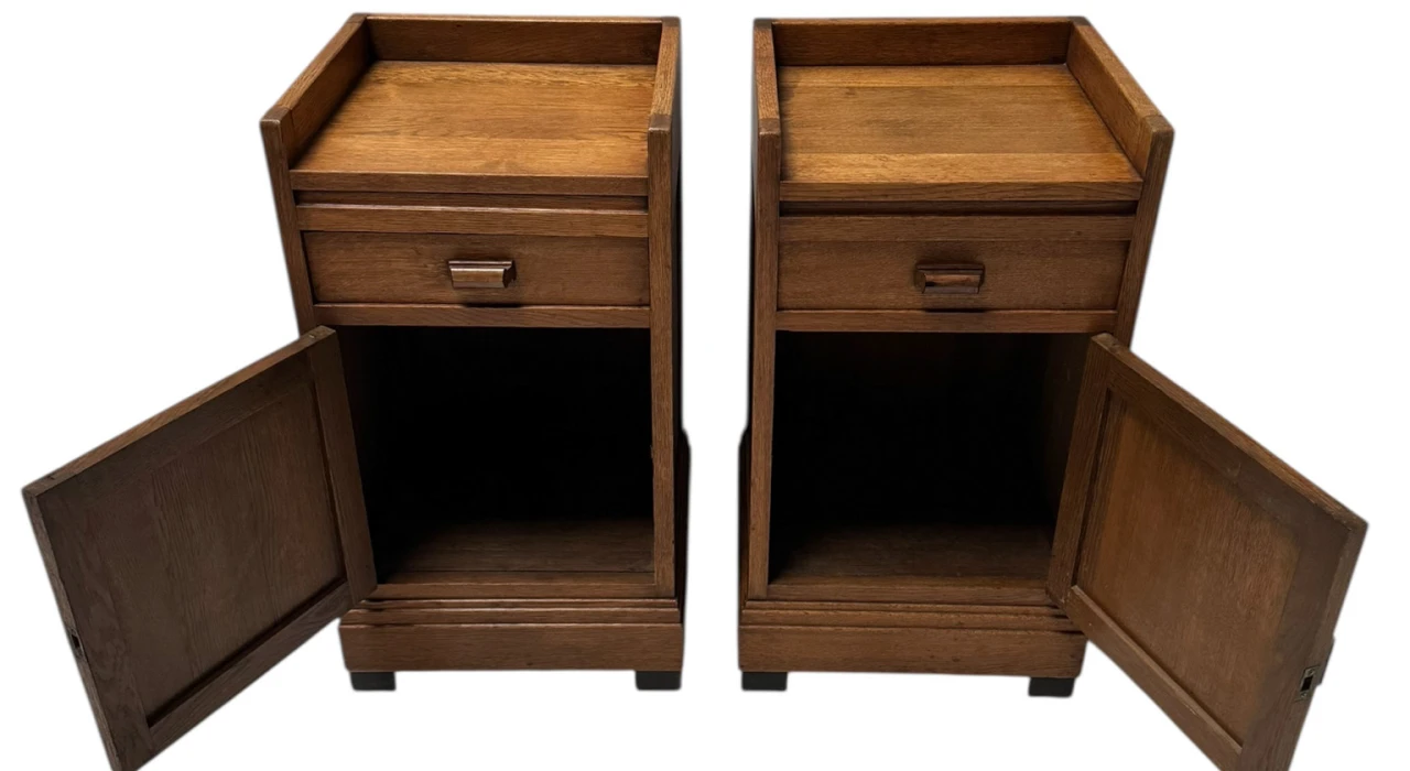 Two Art Deco Modernist Nightstands or Bedside Tables, 1920s